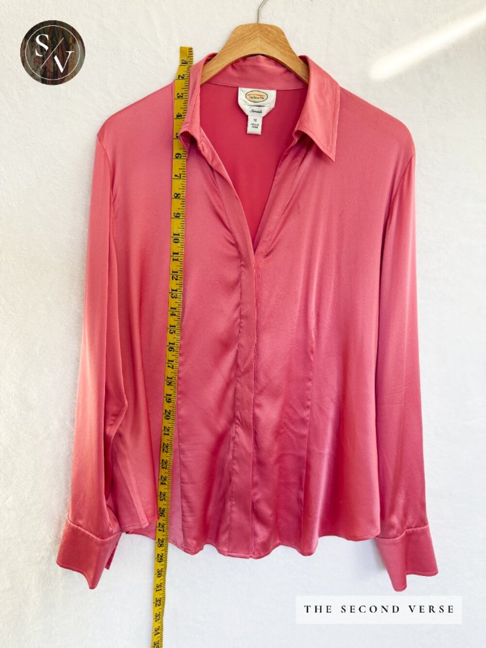 Vintage Talbots Stretch Silk Long Sleeve Buttondown Women's Coral Shirt Size 12 - Picture 7 of 10